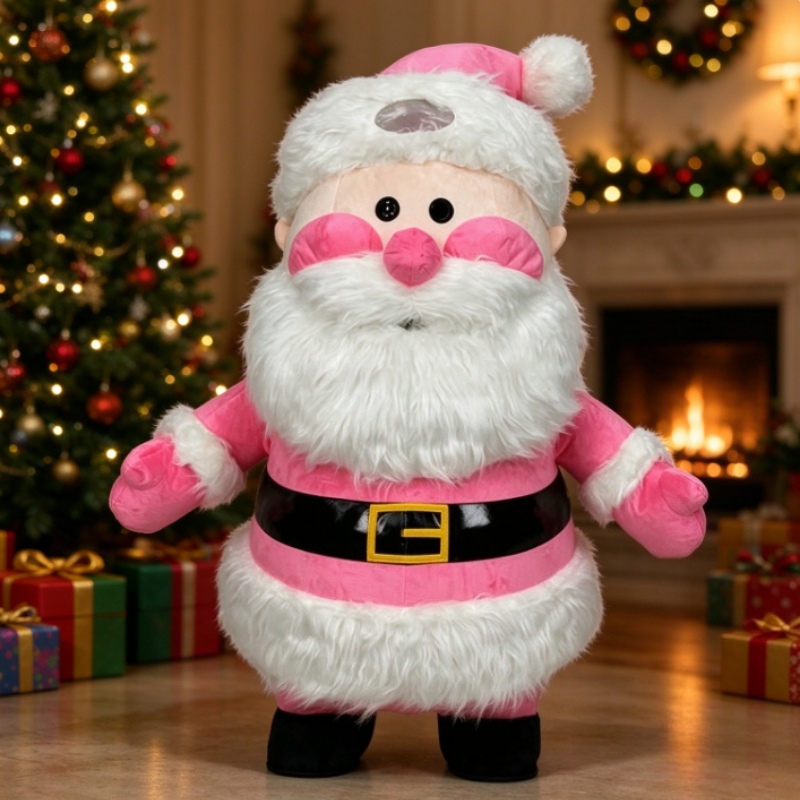 Event & Party Supply - Pembe Noel Baba Şişme Kostümü, Yetişkinler